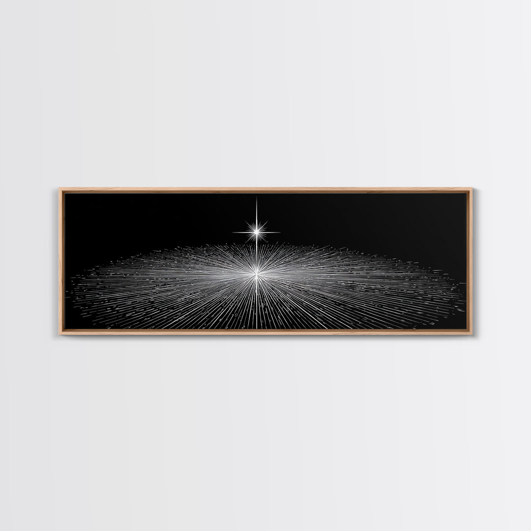 Black And White Radiant Grid Horizon Canvas Print, Minimalist Wall Art, Op Art Poster, Modern Geometric Office Decor Gift