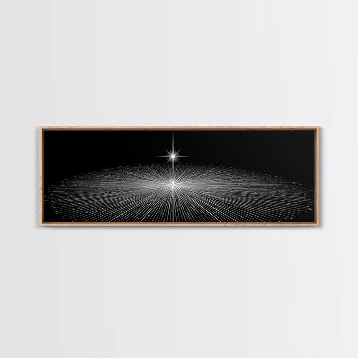 Black And White Radiant Grid Horizon Canvas Print, Minimalist Wall Art, Op Art Poster, Modern Geometric Office Decor Gift