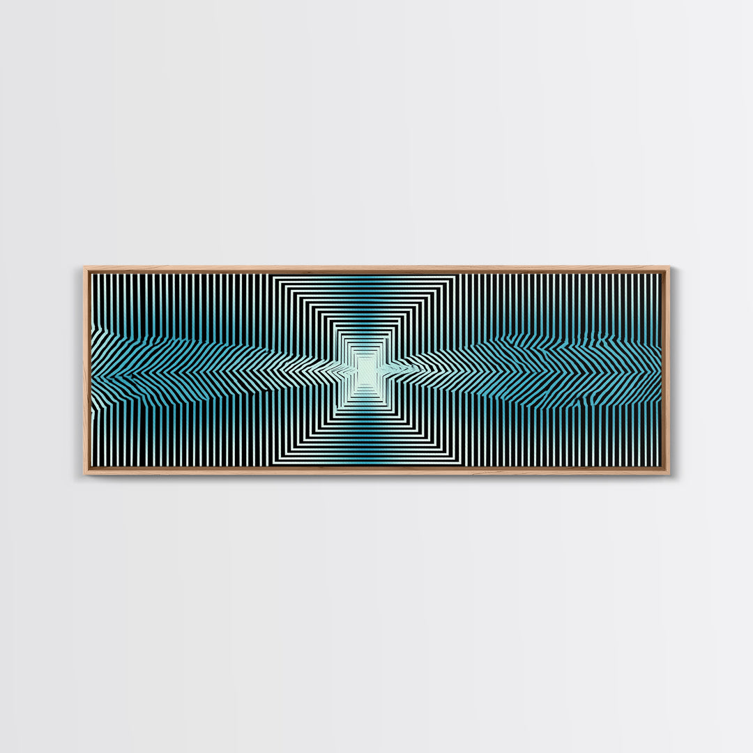 Optical Illusion Line Wall Art, Op Art Geometric Print, Modern Abstract Art, Blue Black Minimalist Decor For Office Gift