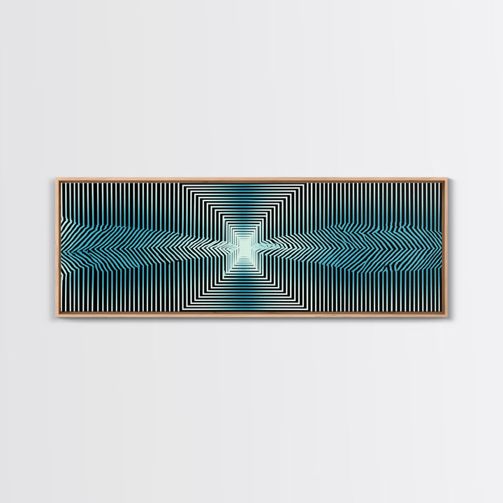 Optical Illusion Line Wall Art, Op Art Geometric Print, Modern Abstract Art, Blue Black Minimalist Decor For Office Gift