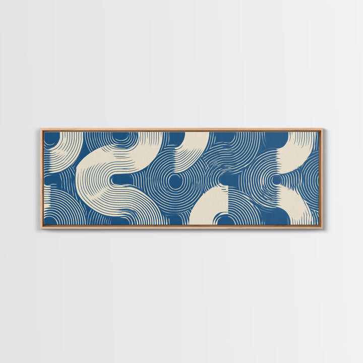Blue Wave Pattern Wall Art, Scandinavian Modern Art Print, Abstract Line Poster, Coastal Geometric Decor For Bathroom Or Bedroom