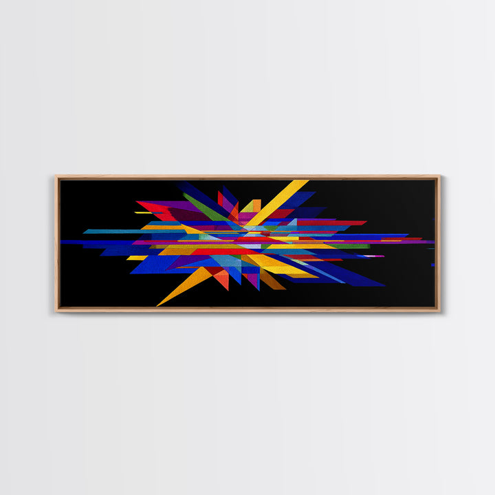 Black Geometric Shard Canvas Print, Colorful Abstract Poster, Midcentury Modern Wall Art, Bauhaus MCM Modern Home Office Decor