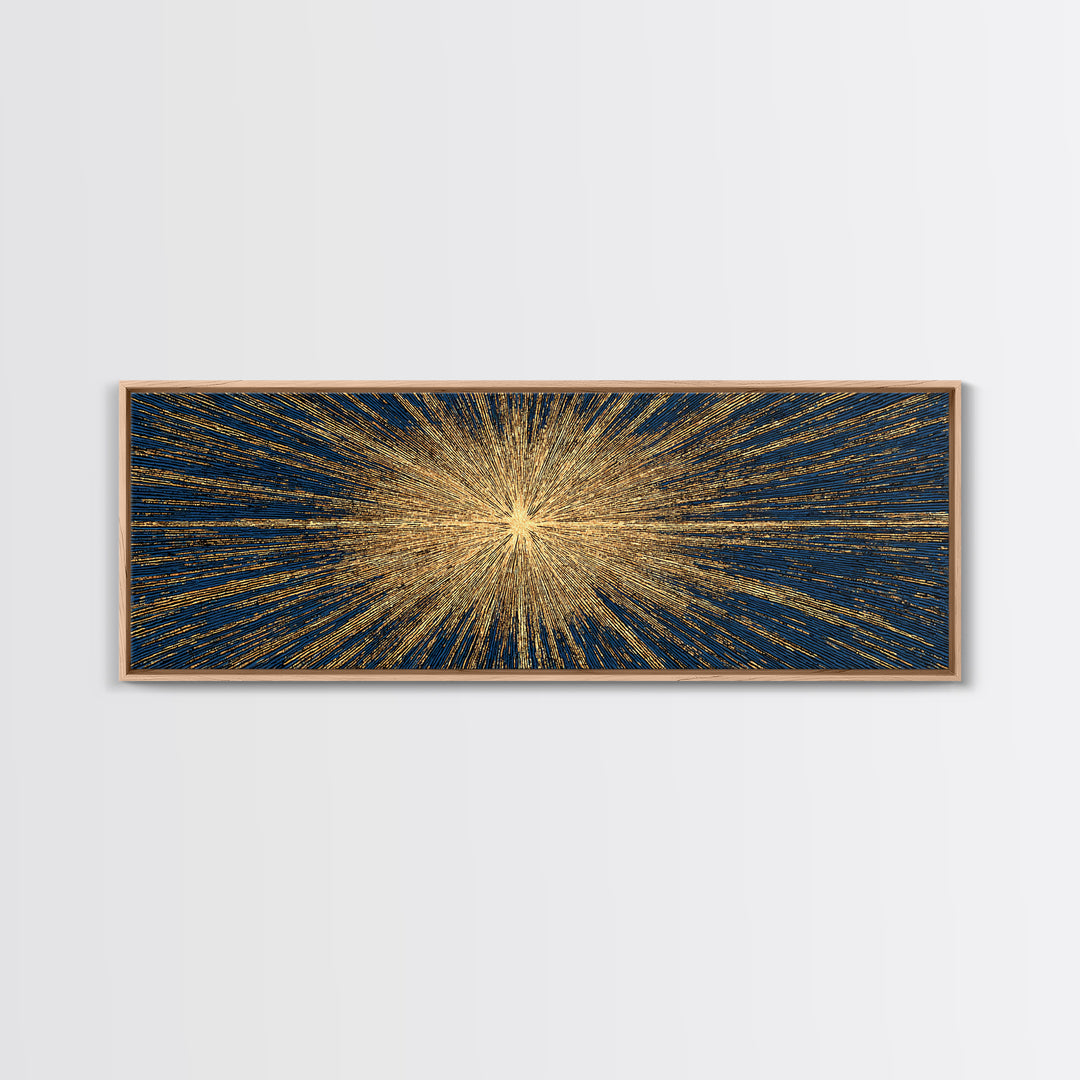 Golden Sunburst Energy Field Canvas Print, Mid Century Modern Abstract Wall Art, Cosmic Retro Decor For Living Room Or Office