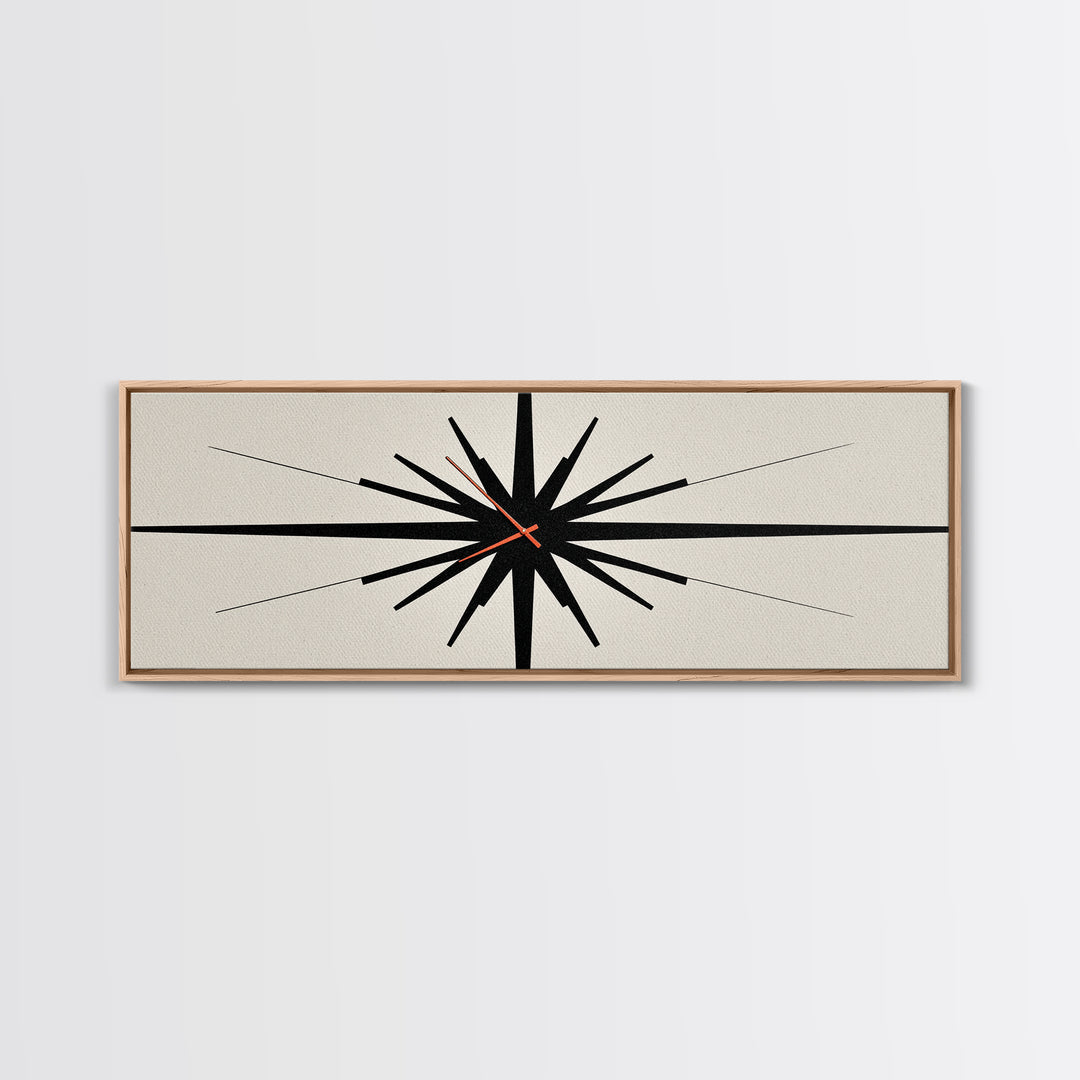 Minimal Black Atomic Starburst Wall Art, Mid Century Modern Abstract Print, Bauhaus Geometric Decor For Office, Den, And Entry