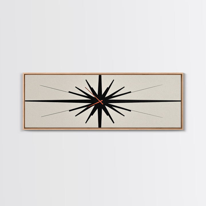 Minimal Black Atomic Starburst Wall Art, Mid Century Modern Abstract Print, Bauhaus Geometric Decor For Office, Den, And Entry