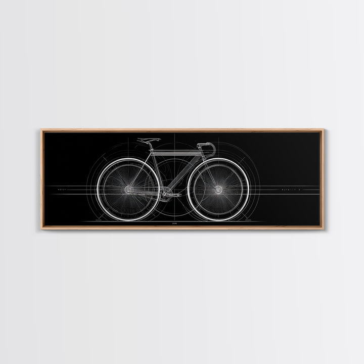 Black White Bicycle Technical Drawing Wall Art, Minimal Cycling Blueprint, Modern Geometric Poster, Office Decor Gift For Him