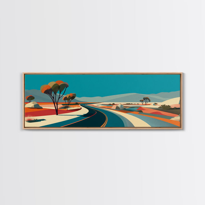 Turquoise Desert Road Wall Art, Midcentury Modern Landscape, Retro Travel Poster, Palm Springs Decor, Scenic Highway Art Print