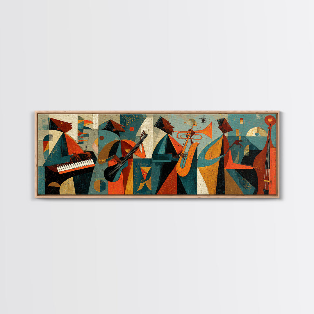 Colorful Midcentury Jazz Band Canvas Print, Retro Wall Art, Atomic Music Poster, Modern MCM Gallery Wall Living Room Decor