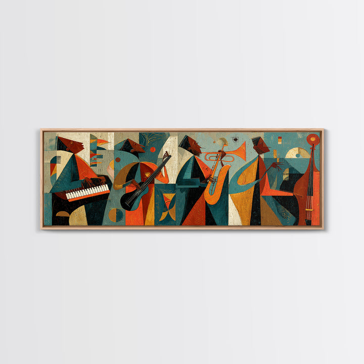 Colorful Midcentury Jazz Band Canvas Print, Retro Wall Art, Atomic Music Poster, Modern MCM Gallery Wall Living Room Decor