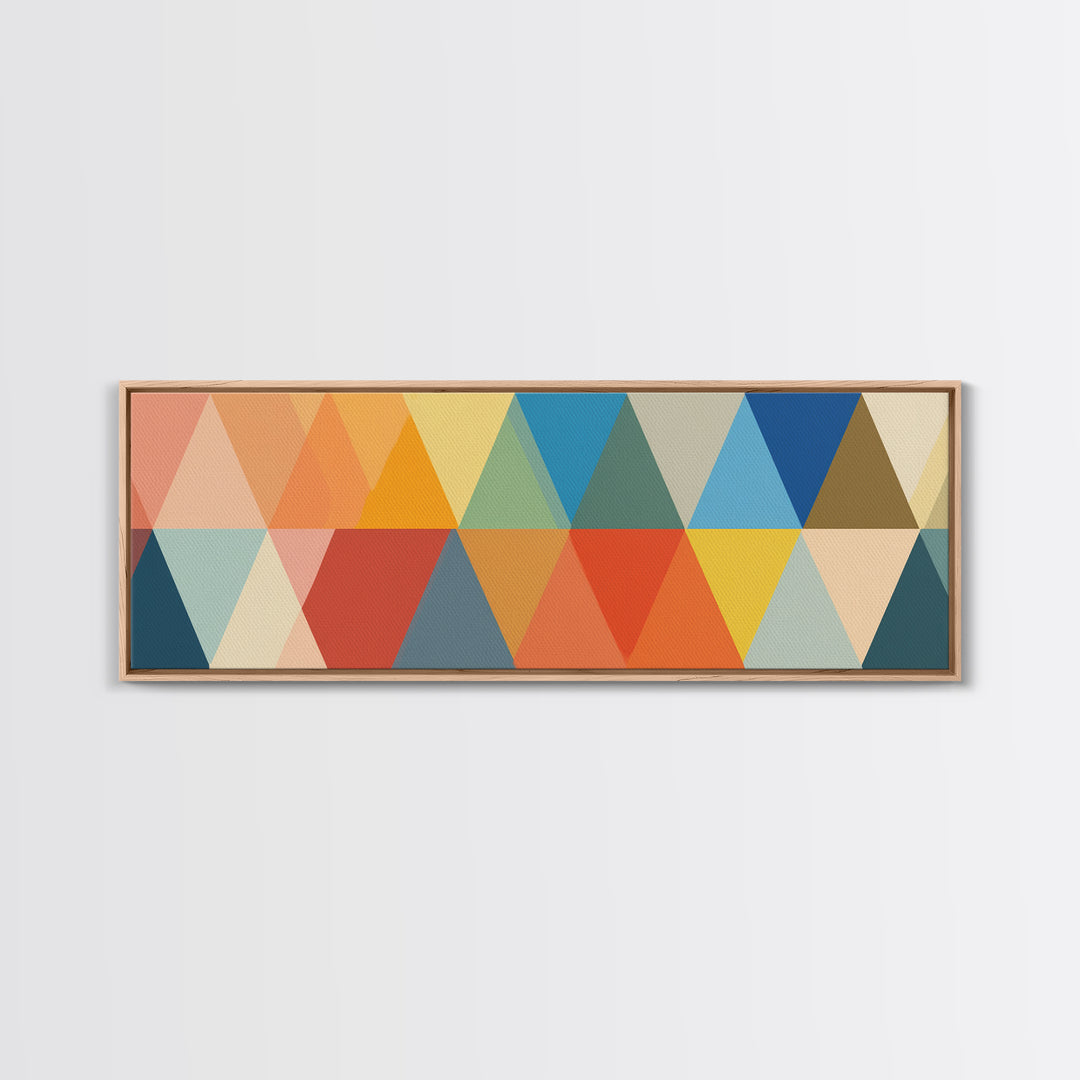 Bold Colorful Triangle Pattern Canvas Print, Midcentury Modern Wall Art, Geometric Poster, Retro Home Decor, Bauhaus Art