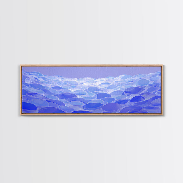 Blue Translucent Pebble Waves Canvas Print, Modern Abstract Art, Midcentury Wall Art, Office Decor, Living Room Decor, Blue Art