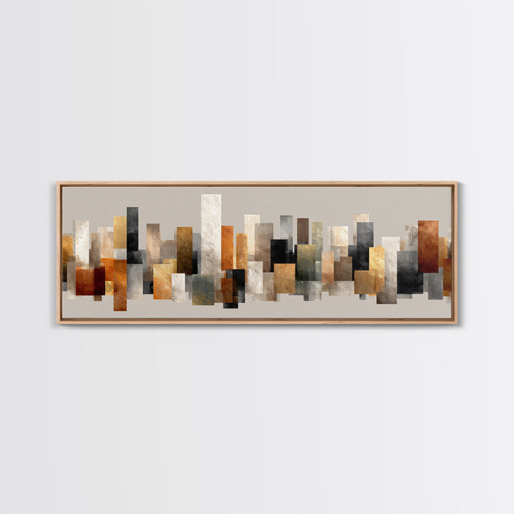 Neutral Gold Abstract Skyline Canvas Print, Modern Geometric Wall Decor, Midcentury Modern Art Print, Office Home Decor Gift