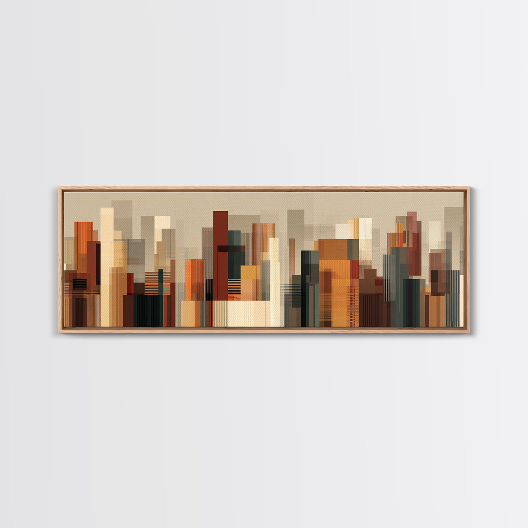 Warm Terracotta Abstract Skyline Wall Art, Modern Geometric City Print, Midcentury Modern Decor, Statement Office Decor Gift