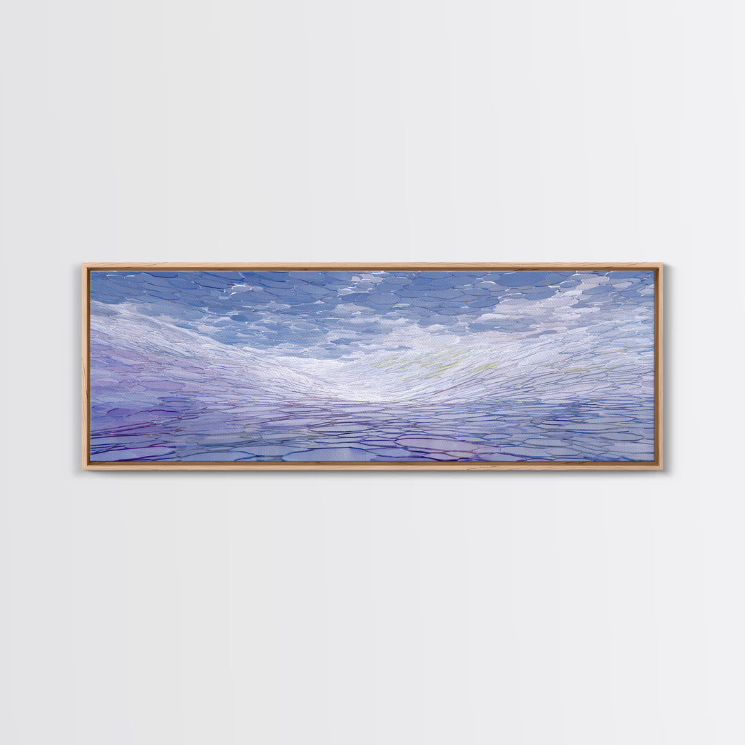 Icy Blue Reflective Ripple Landscape Canvas Print, Modern Abstract Art, Blue Wall Art, Scandinavian Modern, Home Office Decor