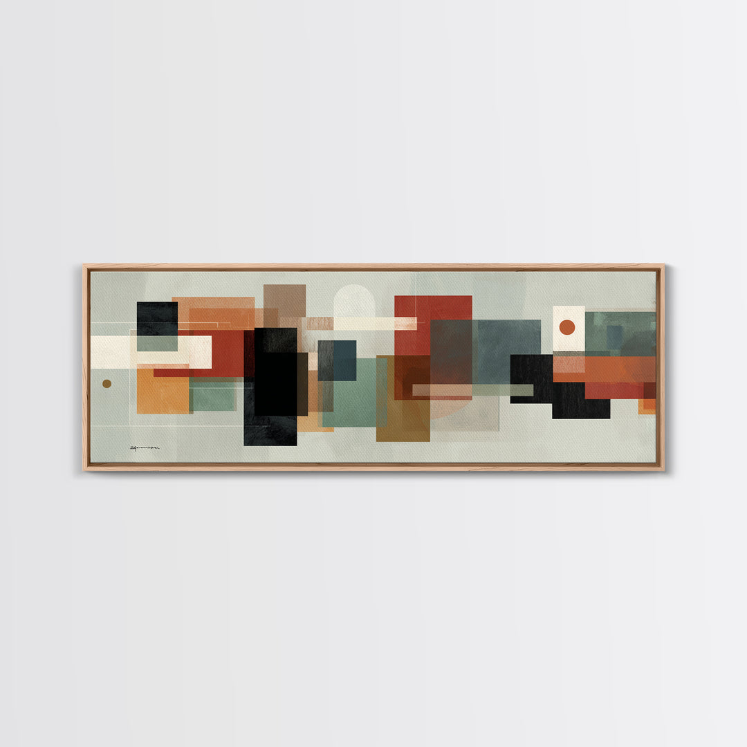 Muted Geometric Blocks Wall Art, Midcentury Modern Abstract Art, Office Wall Decor, Bauhaus Poster, Minimalist Home Decor