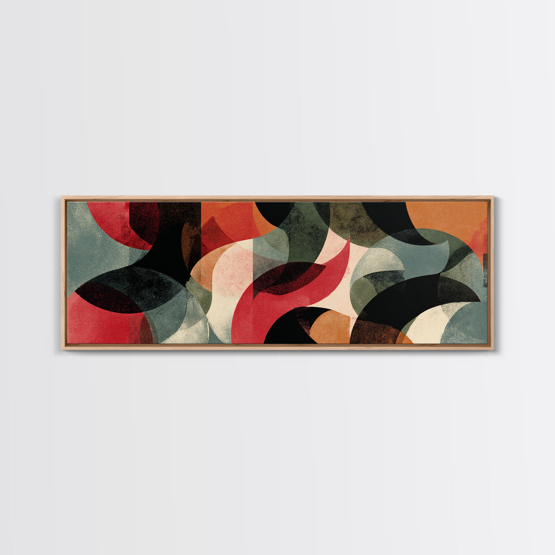 Bold Organic Shapes Canvas Print, Midcentury Modern Abstract Art, Red Black Wall Decor, Geometric Poster, Statement MCM Art