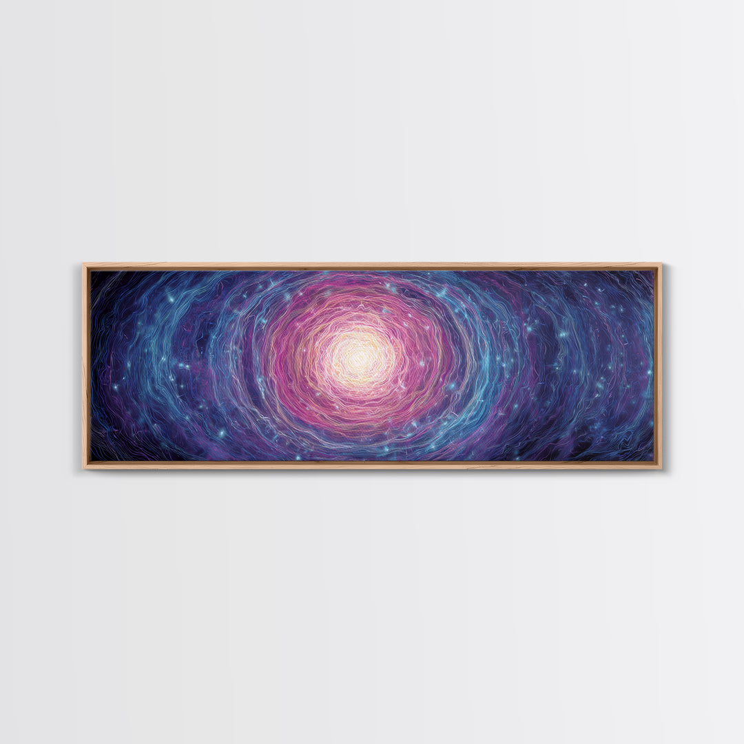 Purple Blue Spiral Galaxy Wall Art, Cosmic Abstract Canvas Print, Modern Digital Art, Space Poster For Living Room Decor