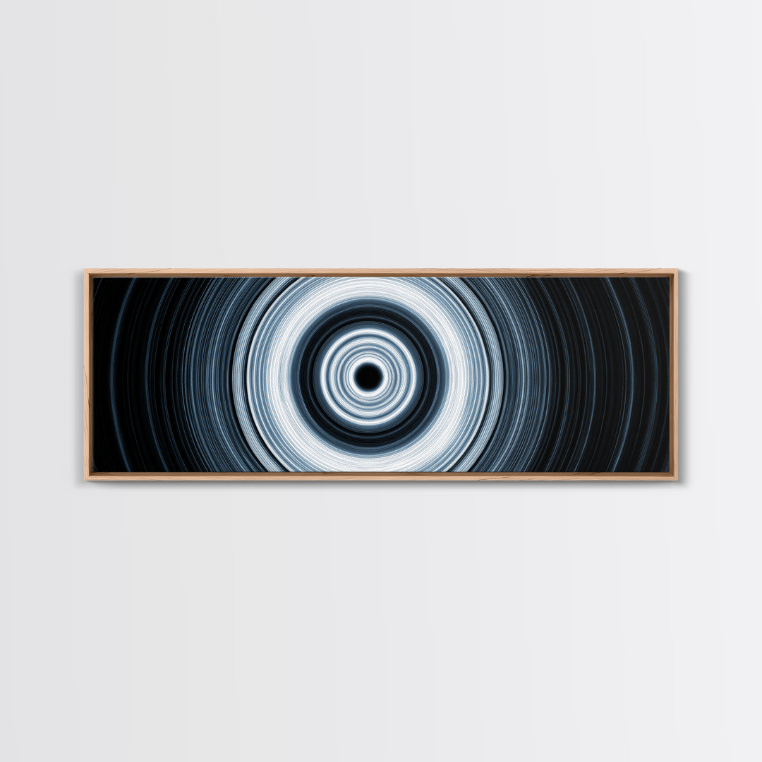 Black White Optical Circle Framed Canvas Print, Modern Abstract Art, Op Art Wall Decor, Minimalist Geometric Poster For Office