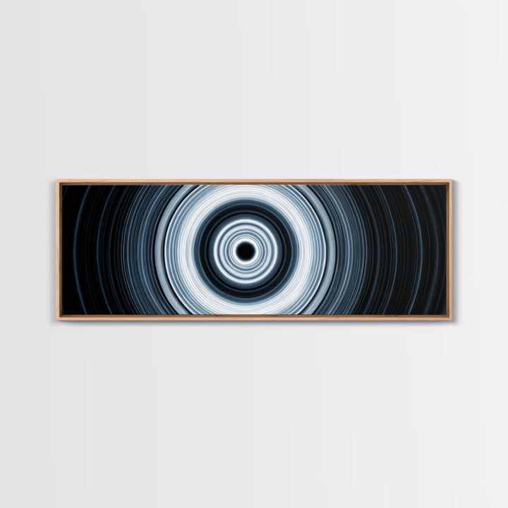 Black White Optical Circle Framed Canvas Print, Modern Abstract Art, Op Art Wall Decor, Minimalist Geometric Poster For Office