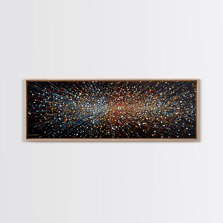 Orange Blue Particle Burst Wall Art, Abstract Modern Canvas Print, Kinetic Energy Poster, Bold Geometric Home Office Decor