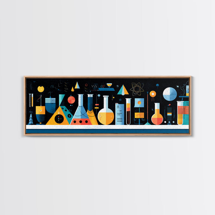 Retro Science Lab Glassware Wall Art, Mid Century Modern Chemistry Poster, Atomic Geometric Print, Office Decor, Laboratory Artwork