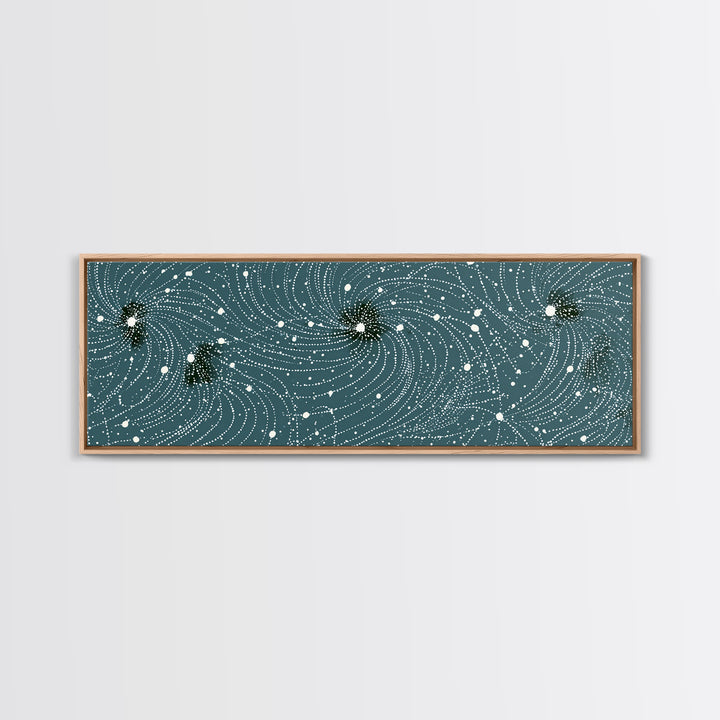 Teal Spiral Particle Field Canvas Print, Modern Abstract Art, Cosmic Geometric Wall Decor, Sci Fi Office Poster, Galaxy Art
