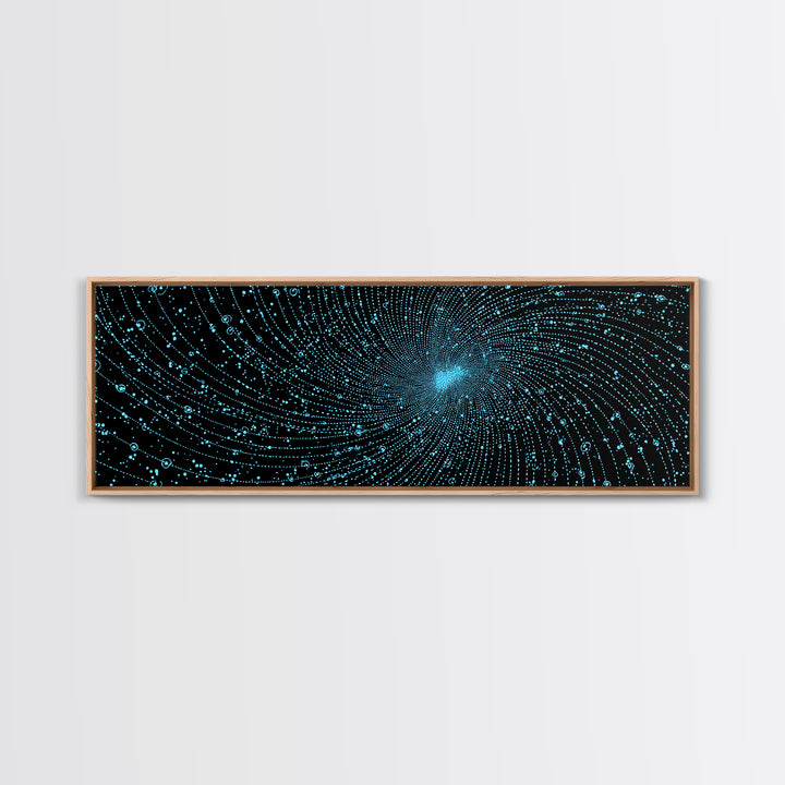 Blue Vortex Particle Spiral Canvas Print, Modern Abstract Art, Sci Fi Space Wall Decor, Geometric Office Poster, Artwork