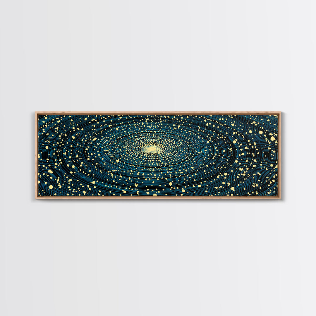 Gold And Teal Spiral Galaxy Wall Art, Modern Abstract Art Print, Cosmic Space Poster, Geometric Office Decor, Large Canvas Print