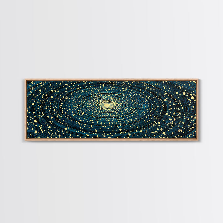 Gold And Teal Spiral Galaxy Wall Art, Modern Abstract Art Print, Cosmic Space Poster, Geometric Office Decor, Large Canvas Print