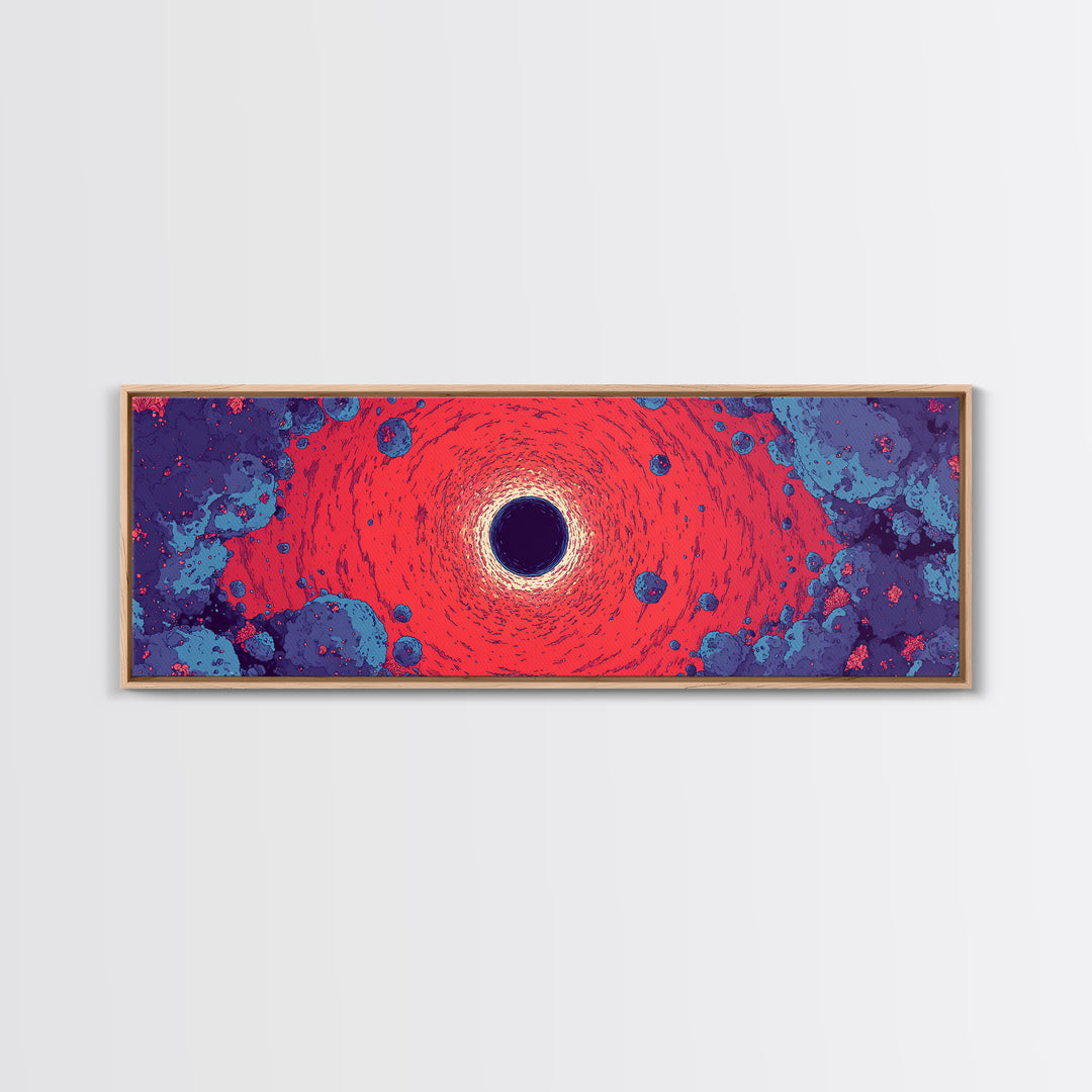 Vivid Red Black Hole Wall Art, Psychedelic Space Abstract Print, Cosmic Retro Poster, Modern Sci Fi Decor For Living Room