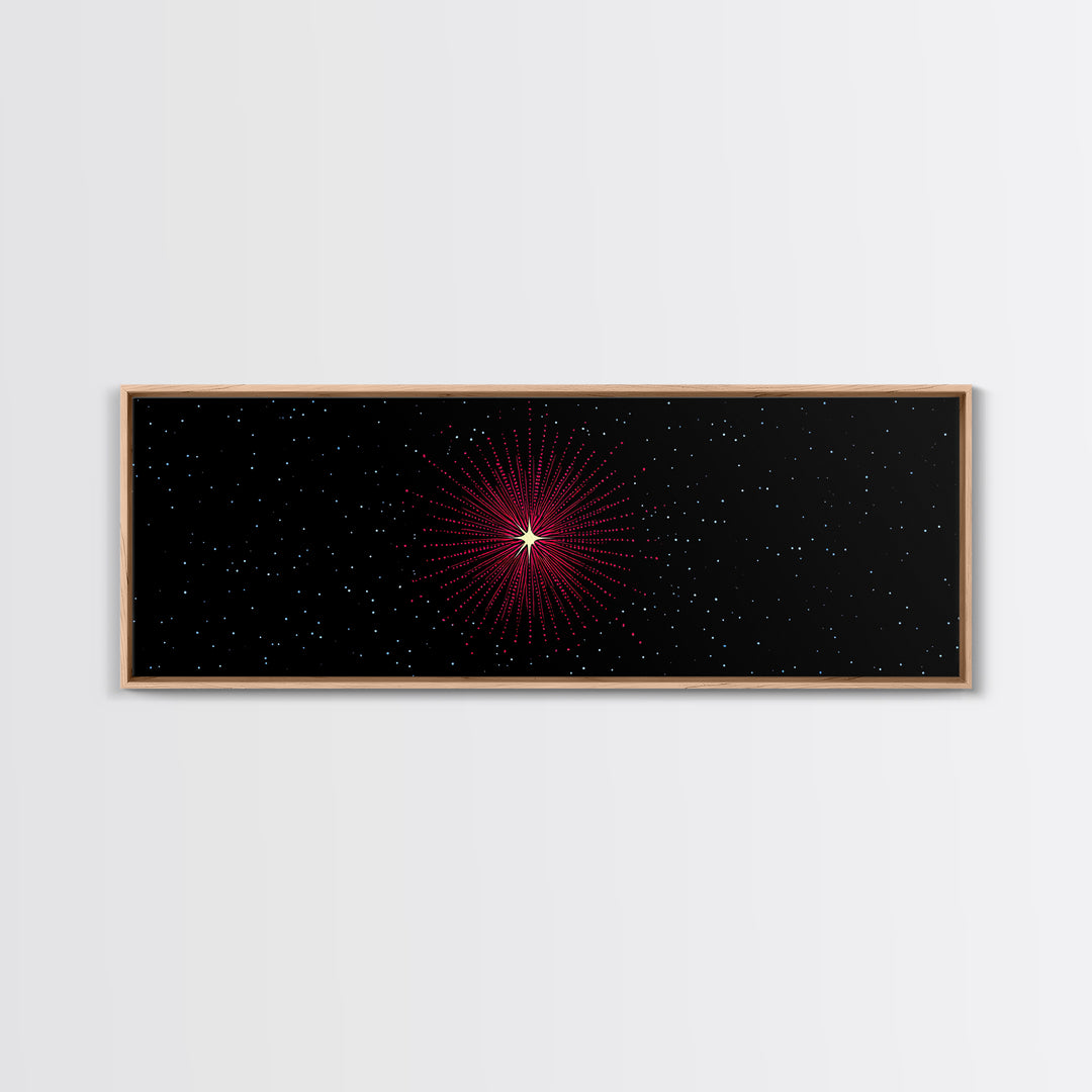 Minimal Red Starburst Wall Art, Sci Fi Space Abstract Print, Modern Cosmic Poster, Dark Galaxy Decor, Retro Home Accent Print