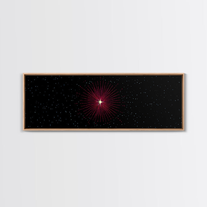 Minimal Red Starburst Wall Art, Sci Fi Space Abstract Print, Modern Cosmic Poster, Dark Galaxy Decor, Retro Home Accent Print