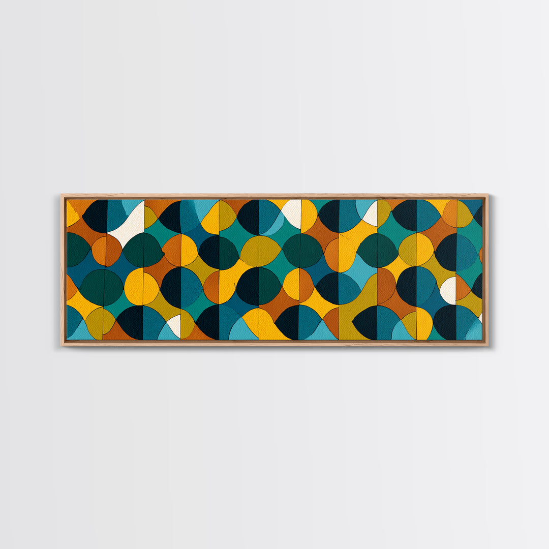 Teal Mustard Orange Geometric Circles Wall Art, Mid Century Modern Abstract Print, Retro MCM Decor, Bauhaus Poster, Living Room Decor