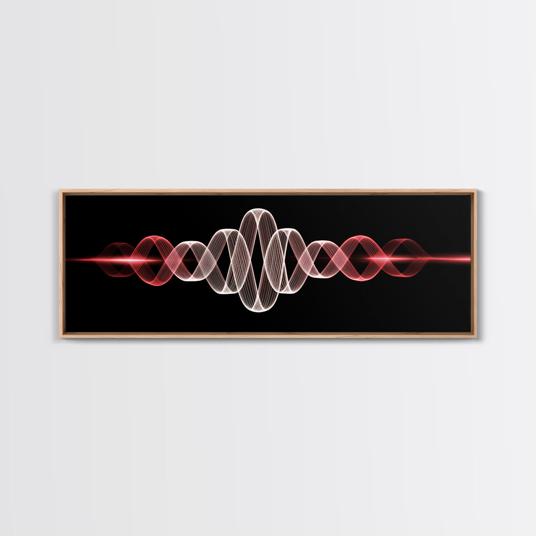 Red White Sine Wave Canvas Print, Minimalist Modern Abstract Art, Audio Waveform Wall Art, Music Studio Decor For Bedroom