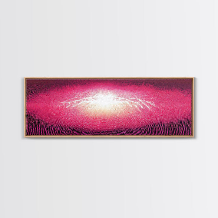 Pink Radiant Wave Field Canvas Print, Bright Abstract Wall Art, Modern Digital Art Poster, Girly Maximalist Bedroom Decor