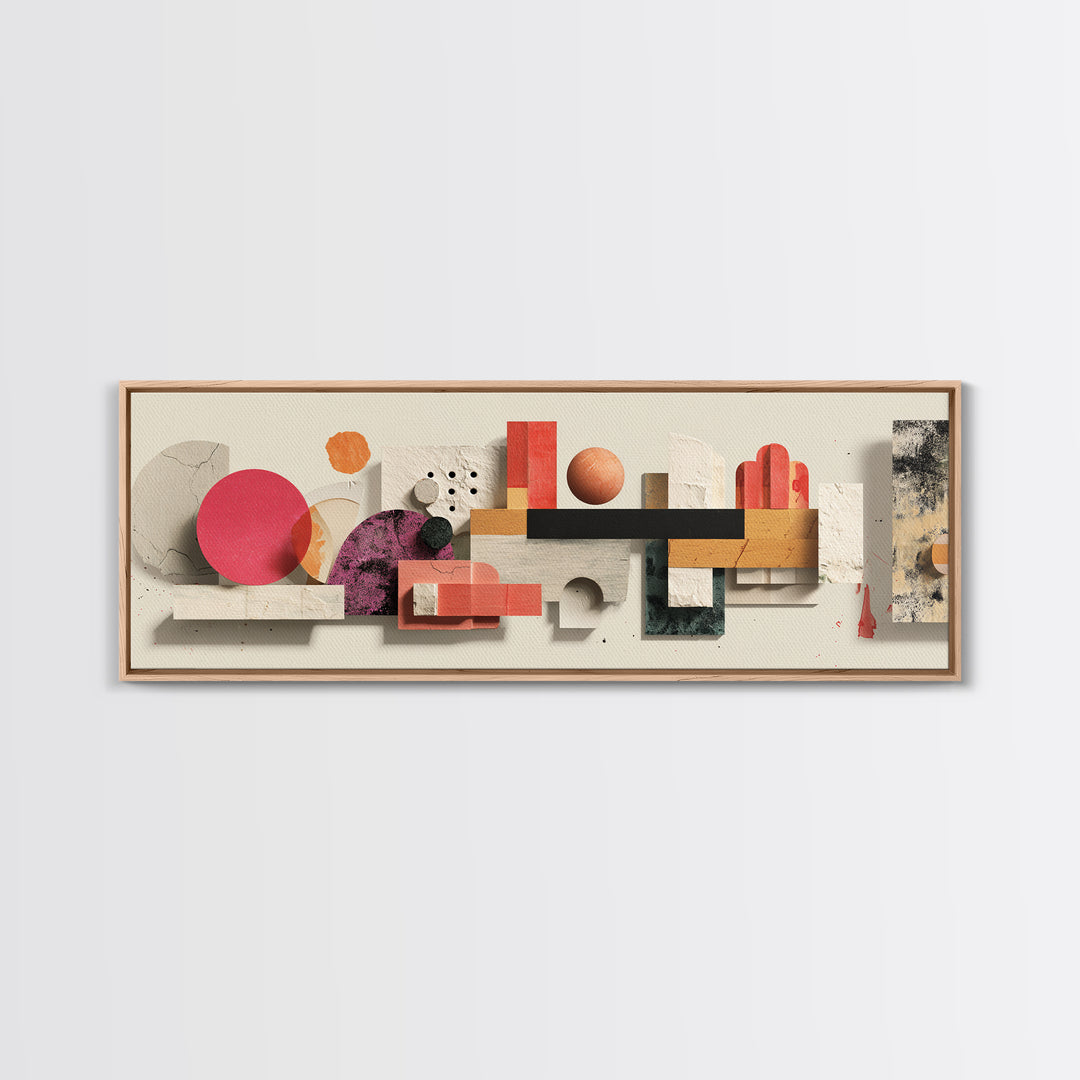 Minimal Geometric Still Life Wall Art, Panoramic Abstract Shapes Poster, Midcentury Modern Art Print, Neutral Home Decor Gift