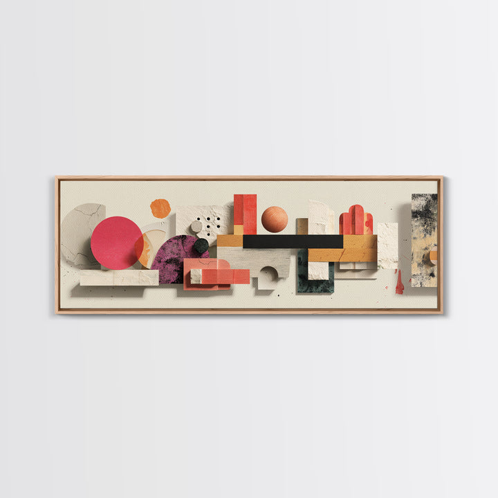 Minimal Geometric Still Life Wall Art, Panoramic Abstract Shapes Poster, Midcentury Modern Art Print, Neutral Home Decor Gift