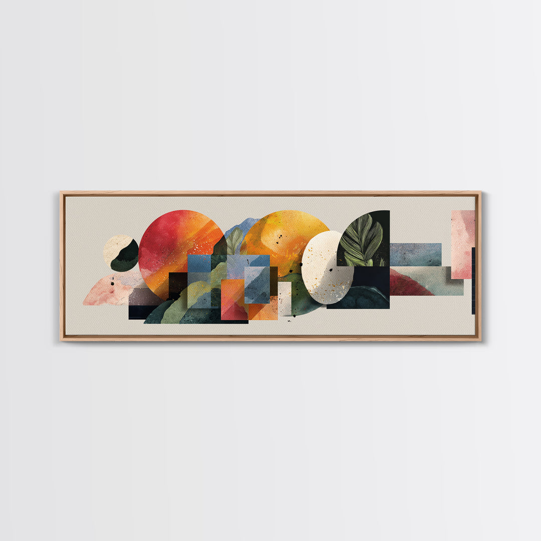 Warm Circle Arch Botanical Canvas Print, Midcentury Modern Wall Decor, Abstract MCM Artwork, Neutral Living Room Art Print