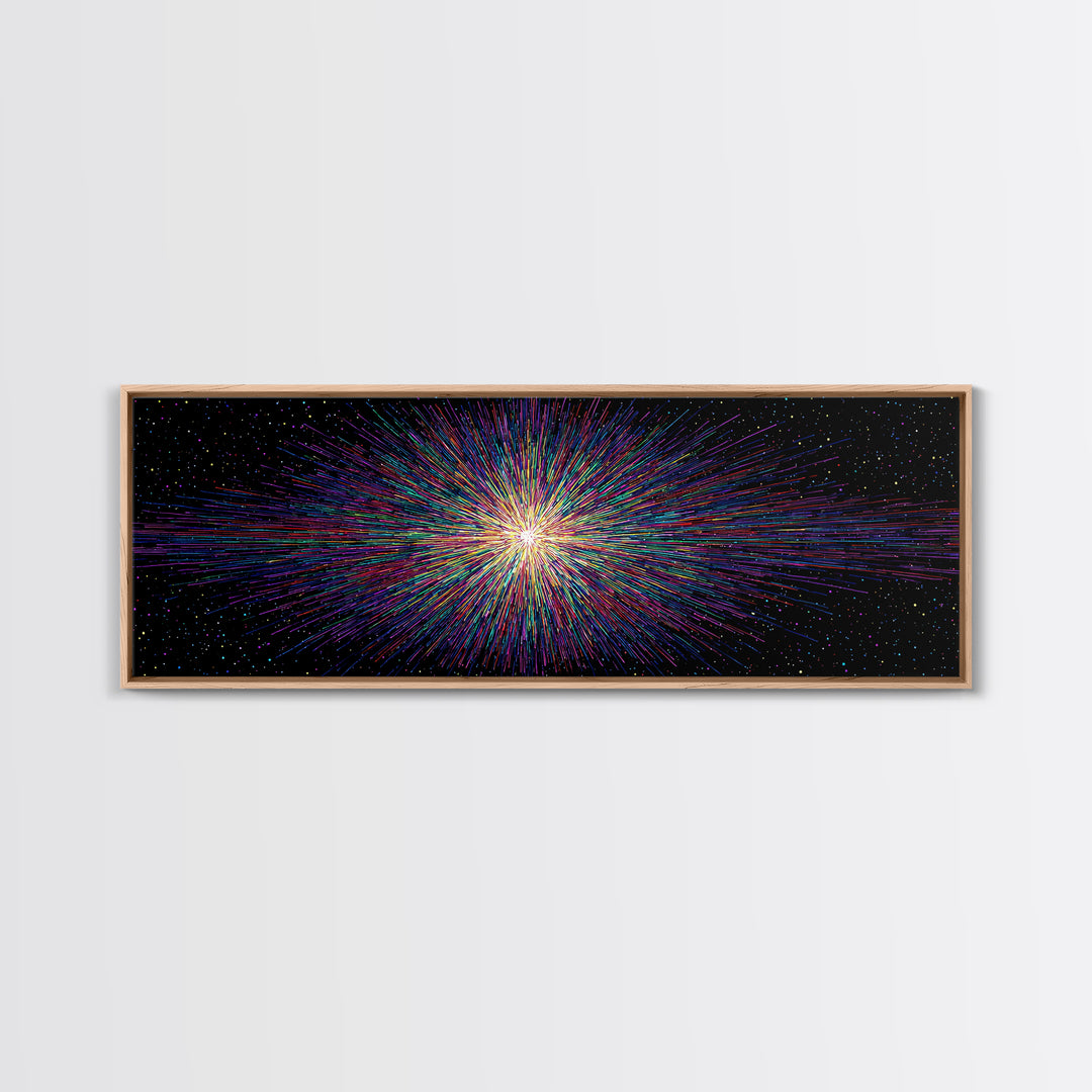 Rainbow Particle Starburst Wall Art, Bright Abstract Art, Modern Digital Art Print, Colorful Poster, Retro Sci Fi Space Decor