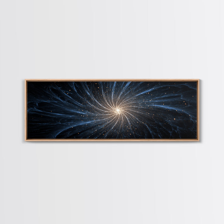 Blue White Spiral Galaxy Canvas Print, Cosmic Modern Wall Art, Space Abstract Art, Starry Night Decor, Large Sci Fi Poster