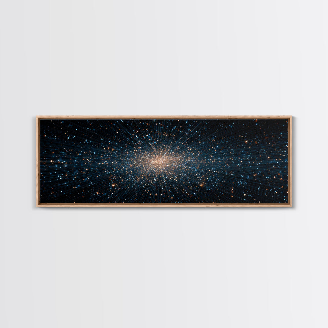 Blue Gold Star Particle Cloud Canvas Print, Modern Abstract Art Print, Cosmic Wall Art, Space Abstract Decor, Office Poster