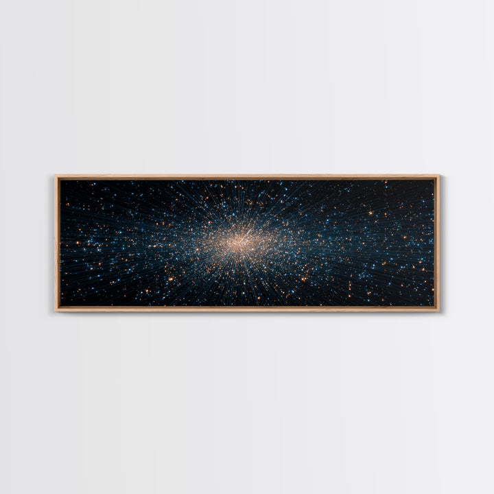 Blue Gold Star Particle Cloud Canvas Print, Modern Abstract Art Print, Cosmic Wall Art, Space Abstract Decor, Office Poster