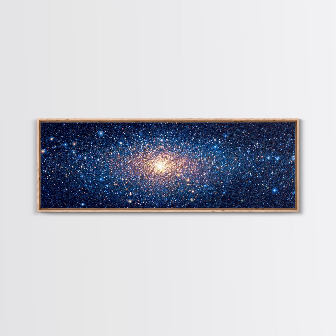 Blue Galaxy Star Cluster Wall Art, Cosmic Modern Canvas Print, Space Abstract Art, Starry Bedroom Decor, Large Poster Print