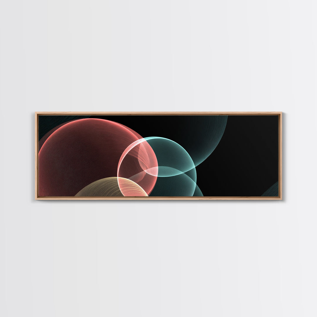 Translucent Floating Spheres Canvas Print, Modern Abstract Art, Blue Pink Geometric Wall Decor, Minimal Office Wall Art Print