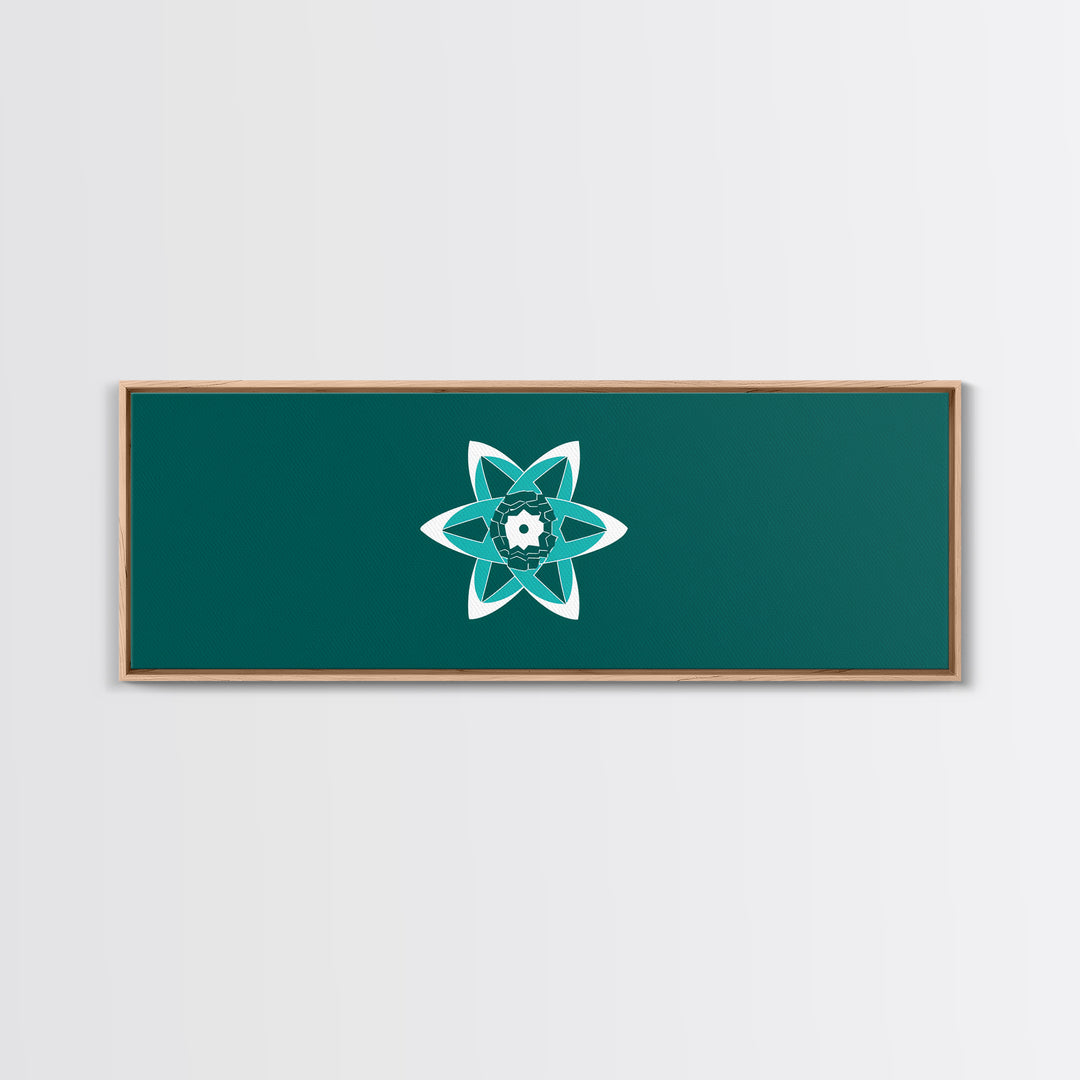 Minimal Teal Atomic Flower Wall Art, Mid Century Modern Abstract Art, MCM Wall Decor, Space Abstract Art, Digital Art Print
