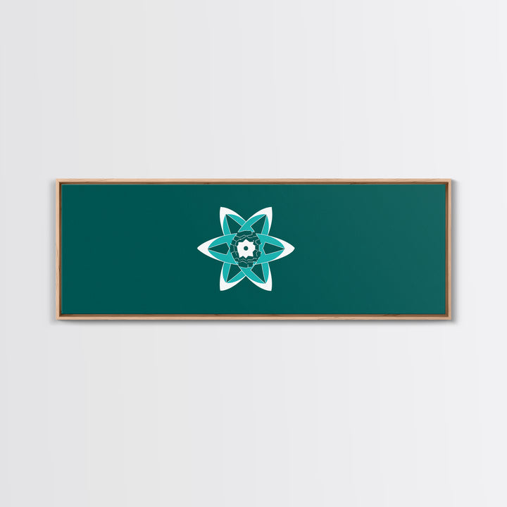 Minimal Teal Atomic Flower Wall Art, Mid Century Modern Abstract Art, MCM Wall Decor, Space Abstract Art, Digital Art Print