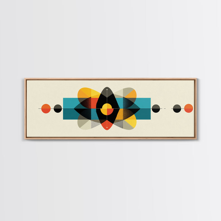 Bold Geometric Atom Abstract Canvas Print, Mid Century Modern Wall Decor, Bauhaus Poster, Atomic Art, Colorblock Art Print