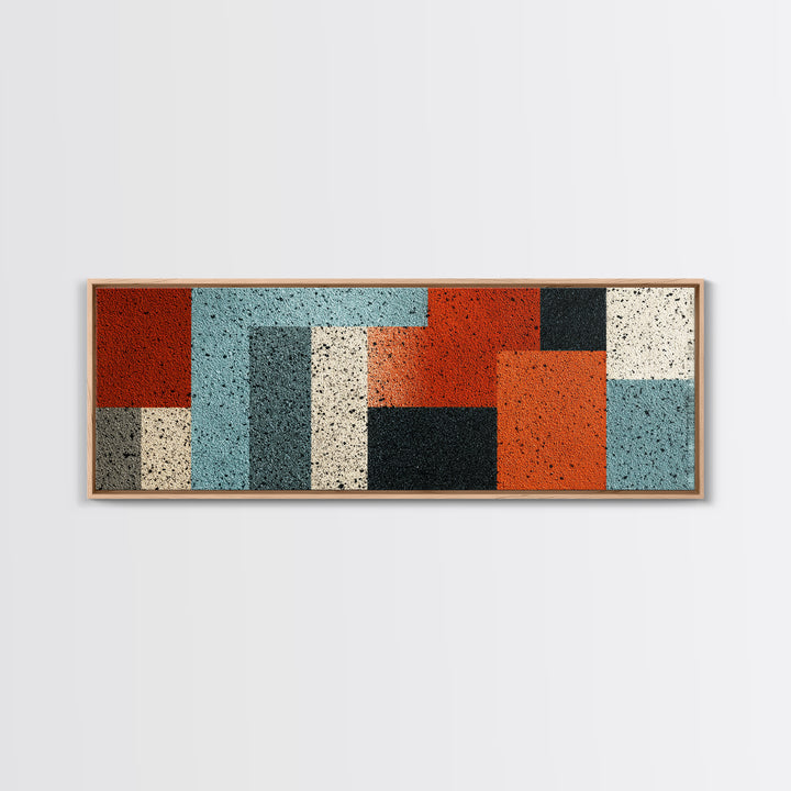 Orange Teal Geometric Block Wall Art, Midcentury Modern Art Print, Bauhaus Abstract Poster, Retro Office Decor For Living Room Home Decor