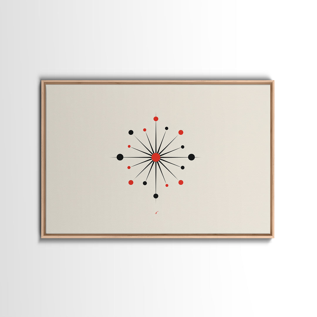 Red Black Atomic Starburst Wall Art, Midcentury Modern Art Print, Minimalist Geometric Poster, Retro MCM Wall Decor, Atomic Ranch Home Decor