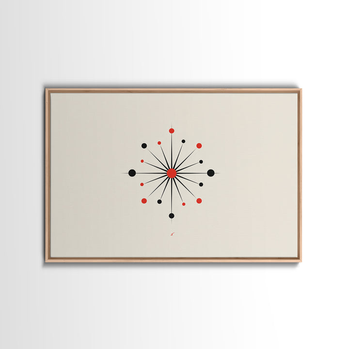 Red Black Atomic Starburst Wall Art, Midcentury Modern Art Print, Minimalist Geometric Poster, Retro MCM Wall Decor, Atomic Ranch Home Decor